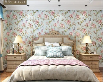 обои beibehang papel de parede Свежие и стильные садовые цветы и птицы Обои в американской деревне Фон для телевизора в спальне