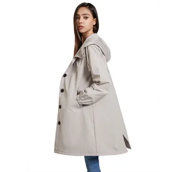 Новое модное женское осеннее пальто с длинным рукавом, однобортный карман с капюшоном, лоскутное Свободное женское пальто в западном стиле на осень-зиму