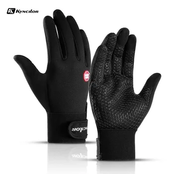 Зимние перчатки для занятий спортом на открытом воздухе, мужские и женские велосипедные перчатки с сенсорным экраном, противоскользящие ветрозащитные велосипедные перчатки на весь палец
