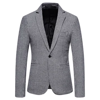 Британский Костюм Homme, модные костюмы в клетку на одной пуговице, куртка для мужчин, Приталенный Деловой Повседневный блейзер, Только куртки