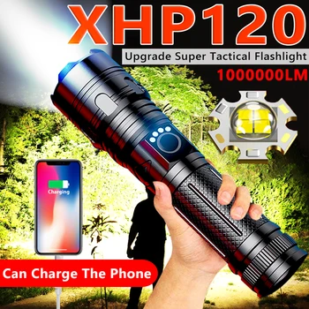 1000000LM Перезаряжаемый светодиодный Фонарик XHP120 USB Torch Light XHP50 Самый Мощный Тактический Фонарь-Вспышка Яркая Водонепроницаемая Лампа с Зумом