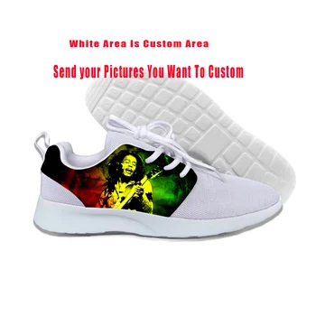 Горячая обувь в стиле хип-хоп, мужская/женская футболка с 3D принтом персонажей Боба Марли, Летняя легкая спортивная обувь на заказ, модные кроссовки