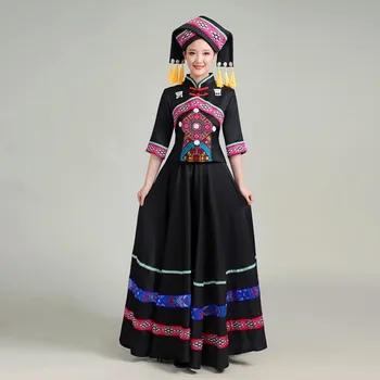 Этнический костюм Гаошань, костюм женского меньшинства, Одежда для выступлений известной китайской этнической группы Для взрослых, Новый танцевальный костюм для девочек