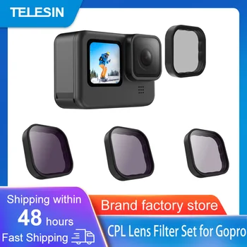 TELESIN 4 Упаковки ND8 ND16 ND32 CPL Набор Фильтров для объектива Gopro Hero 10 9 Черные Аксессуары для экшн-камеры ND CPL с Оправой из сплава