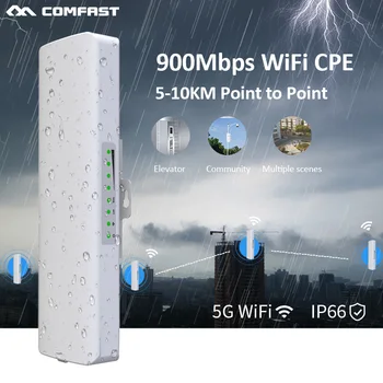В наличии COMFAST Long Range 5 км Наружный Беспроводной маршрутизатор точки доступа Wi-fi Мост 900 Мбит/с 5 ГГц WIFI CPE 12dBi WI-FI Антенна Nanostation Route