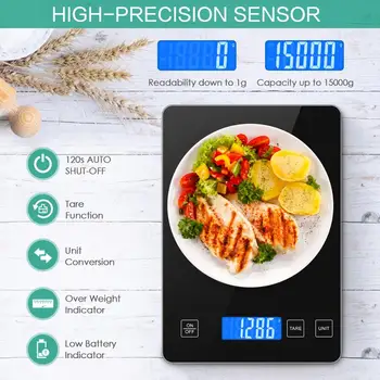 Прецизионные электронные весы AMIR, Мини-USB-баланс, Цифровые Граммовые Весы для приготовления пищи, ЖК-дисплей для кухни, 15 кг