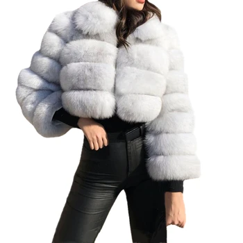 Lisa Colly, Женское зимнее Пальто с длинным рукавом и Отворотом на молнии, Пушистое Пальто из искусственного меха, Короткая куртка, Толстая теплая верхняя одежда