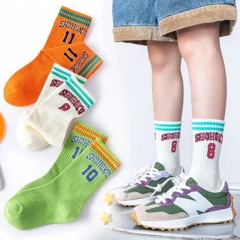 5 пар осенне-зимних детских носков, Новые студенческие носки с корейским алфавитом, спортивные носки, дышащие детские носки Tide