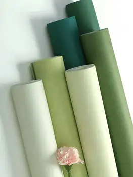 Современные Длинноволокнистые однотонные обои зеленой серии Для украшения дома Гостиной Спальни Нетканая контактная бумага