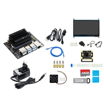 Для Jetson Nano 4G Development Kit с камерой 800 Вт + Сетевой кабель + 32G USB-накопитель + 64G SD-карта + считыватель + Кабель питания (штепсельная вилка ЕС)