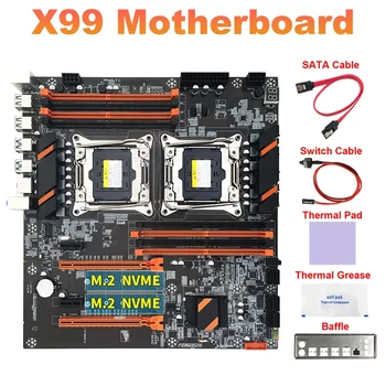Материнская плата X99 с двумя слотами для процессора + Кабель SATA + Кабель переключения + Перегородка + Термопаста + Термопластичная прокладка Поддержка материнской платы CPU 2011-V3