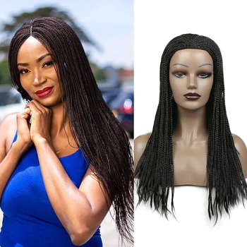 Длинный Плетеный Африканский Парик, Синтетический парик с косами, Натуральный Черный Синтетический Парик для ежедневного использования женщинами Alibaby