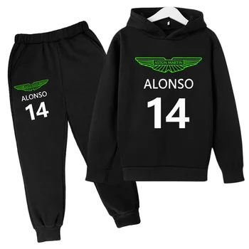 Детская толстовка Aston Martin Gaming Racing № 14 Для мальчиков и девочек, весенне-осенняя брендовая повседневная спортивная куртка 3-14 лет, брюки