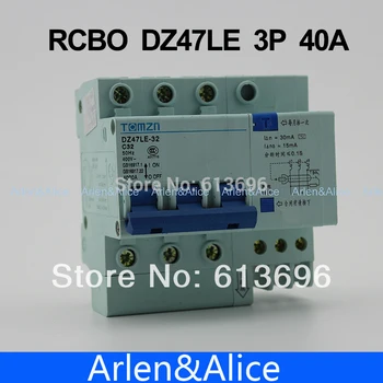 Автоматический выключатель остаточного тока DZ47LE 3P 40A 400V ~ 50HZ/60HZ с защитой от перегрузки по току и утечки RCBO