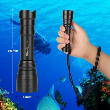 Odepro WD43 Фонарь для подводного плавания Профессиональный фонарик для дайвинга, мощный фонарик для дайвинга, USB-аккумуляторный фонарик для самообороны