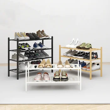 Бамбуковая Стойка Для обуви, Многослойный Компактный Бытовой Дверной Проем, Пылезащитный Шкаф Для Хранения, Вешалка Для Обуви, Простой Органайзер Для Обуви, Мебель