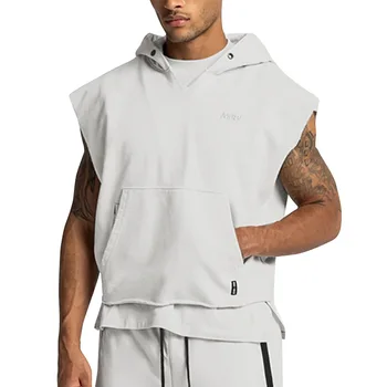 Куртка для бега без рукавов, спортивная рубашка с капюшоном, Мужская спортивная одежда для бодибилдинга, куртки для тренировок, толстовки для фитнеса