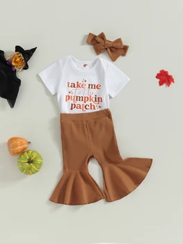 Милый Комплект костюмов на Хэллоуин для маленьких мальчиков, Очаровательный комбинезон с принтом призрака, Полосатые брюки, Модный осенний наряд из 2 предметов