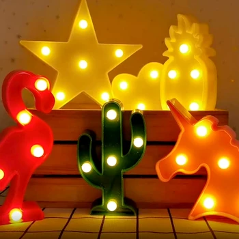 1шт 3D Звезда светодиодные ночные огни Мультфильм Единорог Облако Фламинго Светодиодная настольная лампа для Детской спальни Декор Подарок на Новый Год Освещение в помещении