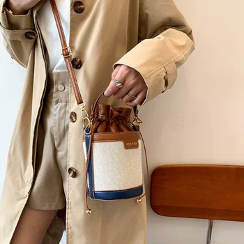 Женские сумки через плечо, Цилиндрическая сумка-ведро из искусственной кожи, повседневные сумки на шнурке, кошелек для путешествий, покупок