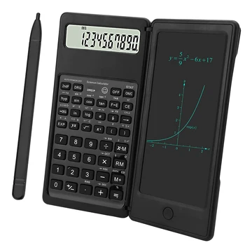 Научный калькулятор с 10-значным ЖК-дисплеем Инженерный калькулятор с планшетом для письма для средней школы и колледжа Черный