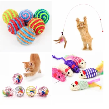 Интерактивная игрушка для кошек, Палочка из перьев С Маленьким Колокольчиком, Игрушки для мышей, Пластиковая Искусственная Красочная игрушка-Дразнилка Для Кошек, Товары для домашних животных