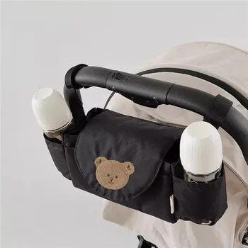 Переносная подвесная сумка для детской коляски, сумка для хранения подвесной сумки для детской коляски, сумка для мумии с вышивкой мультяшного медведя