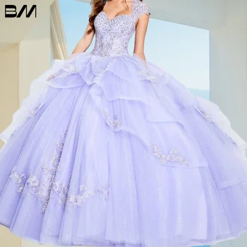 Бальное платье из Тюля с блестками, Пышное Платье 2023, Коктейльные Платья, Vestidos De Baile, Многослойная юбка, Бальное платье