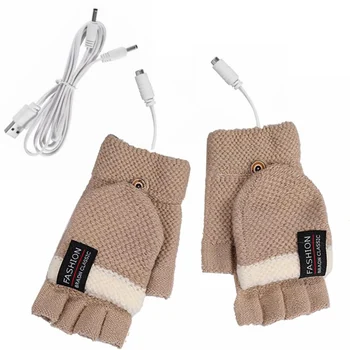Перчатки с электрическим подогревом от USB, Двухсторонние перчатки с подогревом, перезаряжаемые водонепроницаемые, Регулируемая температура, 5