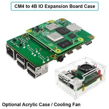 Плата расширения Raspberry Pi CM4-4B IO Дополнительный охлаждающий вентилятор с акриловым корпусом для платы ввода-вывода Raspberry Pi CM 4-4B
