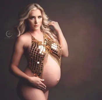 Реквизит для фотосъемки беременных Платье с золотыми блестками, одежда для беременных, Хрустальная корона Богини, повязка на голову для фотосессии, Аксессуары