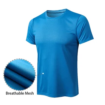 Мужская футболка для спортзала, Дышащая сетчатая ткань, Спортивная Свободная футболка, Быстросохнущая Одежда для фитнеса, Рубашка для тренировок по бодибилдингу, ММА