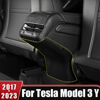 Для Tesla Модель 3 Y 2017 2018 2019 2020 2021 2022 2023 ABS Автомобильный Задний Кондиционер Вентиляционное Отверстие На Выходе Рамка Крышка Наклейки Против Удара