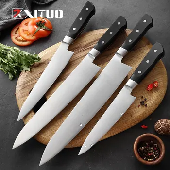 XITUO 4 шт. Набор Ножей шеф-повара из нержавеющей Стали, инструменты для кухонных Ножей с пластиковой ручкой из полипропилена, Высококачественные Ножи для разделки мяса