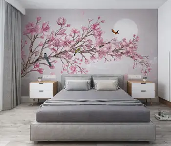 пользовательские фотообои для гостиной, ТВ-фон, Большая фреска, обои с цветами персика, домашний декор, украшение дома