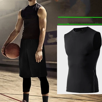2023 Новая мужская компрессионная быстросохнущая футболка, жилет без рукавов, стрейчевые спортивные топы для спортзала