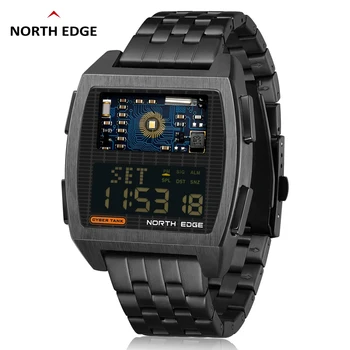 NORTH EDGE 2022 Мужские цифровые часы в ретро промышленном металлическом стиле Водонепроницаемые 50-метровые спортивные часы для мужчин мирового времени reloj de hombre