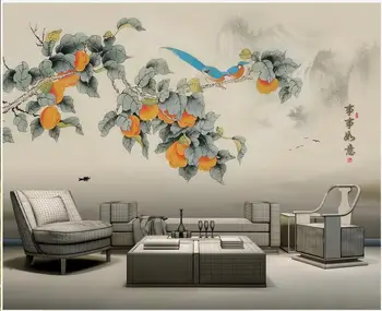 Изготовленная на заказ фреска 3d на стену в китайском стиле, красочные цветы и птицы, домашний декор, фотообои в гостиной