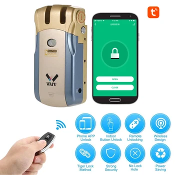 4 брелока Tuya wifi Bluetooth, дополнительный электронный интеллектуальный дверной замок, Беспроводная защита от кражи, домашняя безопасность, бесключевой засов