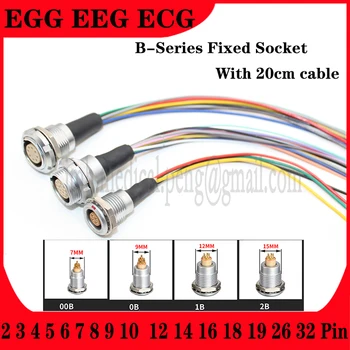 EGG EEG ECG 00B 0B 1B 2B Авиационные Металлические двухтактные самоблокирующиеся разъемы, розетки с кабелем длиной 20 см 2 3 4 5 6 7 8 9 10 12 P