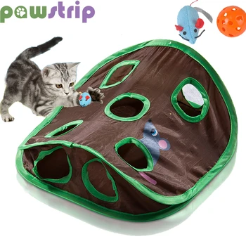 Игрушки-туннели для кошек Складная Интеллектуальная игрушка-Колокольчик, Палатка с 9 отверстиями, игрушки для охоты на кошек и Мышей, Забавный Котенок, Играющий в Интерактивную игрушку