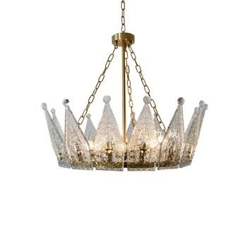 Потолочный светильник Crown Glass для Гостиной, Спальни, Кабинета и Ресторана, Постмодернистский Светильник, Роскошный Креативный Светильник
