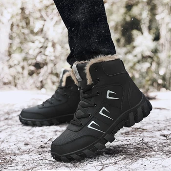 Зимняя плюс Бархатная теплая противоскользящая обувь для Рыбалки, Мужские Уличные Альпинистские Походные Кроссовки, износостойкая походная обувь