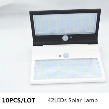 10ШТ датчик человеческого тела Солнечная лампа 42LED Солнечный датчик движения PIR Настенный светильник открытый непромокаемый IP65 высокотехнологичный чип безопасности