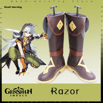 Игра Genshin Impact Razor Косплей Обувь Вечерние Ботинки Обувь из искусственной Кожи Бритва Косплей Хэллоуин Обувь любого размера по индивидуальному заказу