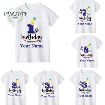 Футболка на день рождения Для мальчиков с мультяшным номером 1 2 3 4 5 6 7 8 9, Графическая Детская одежда, Детские футболки, Забавный подарок, Детская футболка