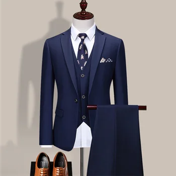 Сшитое на заказ Свадебное платье жениха, Блейзер, брюки, деловые классические брюки высокого класса SA04-52599