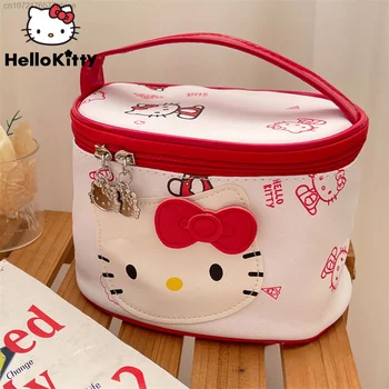 Косметичка Sanrio Hello Kitty, Милая Мультяшная Кожаная Водонепроницаемая сумка для стирки, Портативная сумка Большой емкости, Женская сумка для хранения 2000-х годов