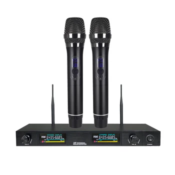 Дешевый Металлический портативный домашний кинотеатр Pro 2 с защитой от шума, Беспроводная микрофонная система Karaoke, совместимая с UHF для Speake