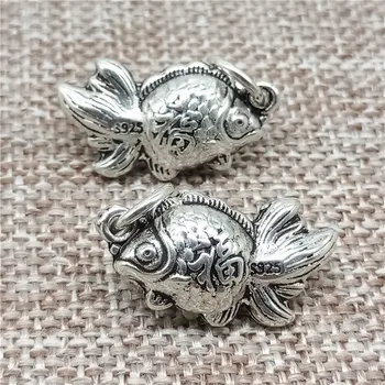 4 Штуки из стерлингового серебра 925 пробы, подвески в виде рыбки на удачу, двухсторонние подвески на удачу для браслета и ожерелья